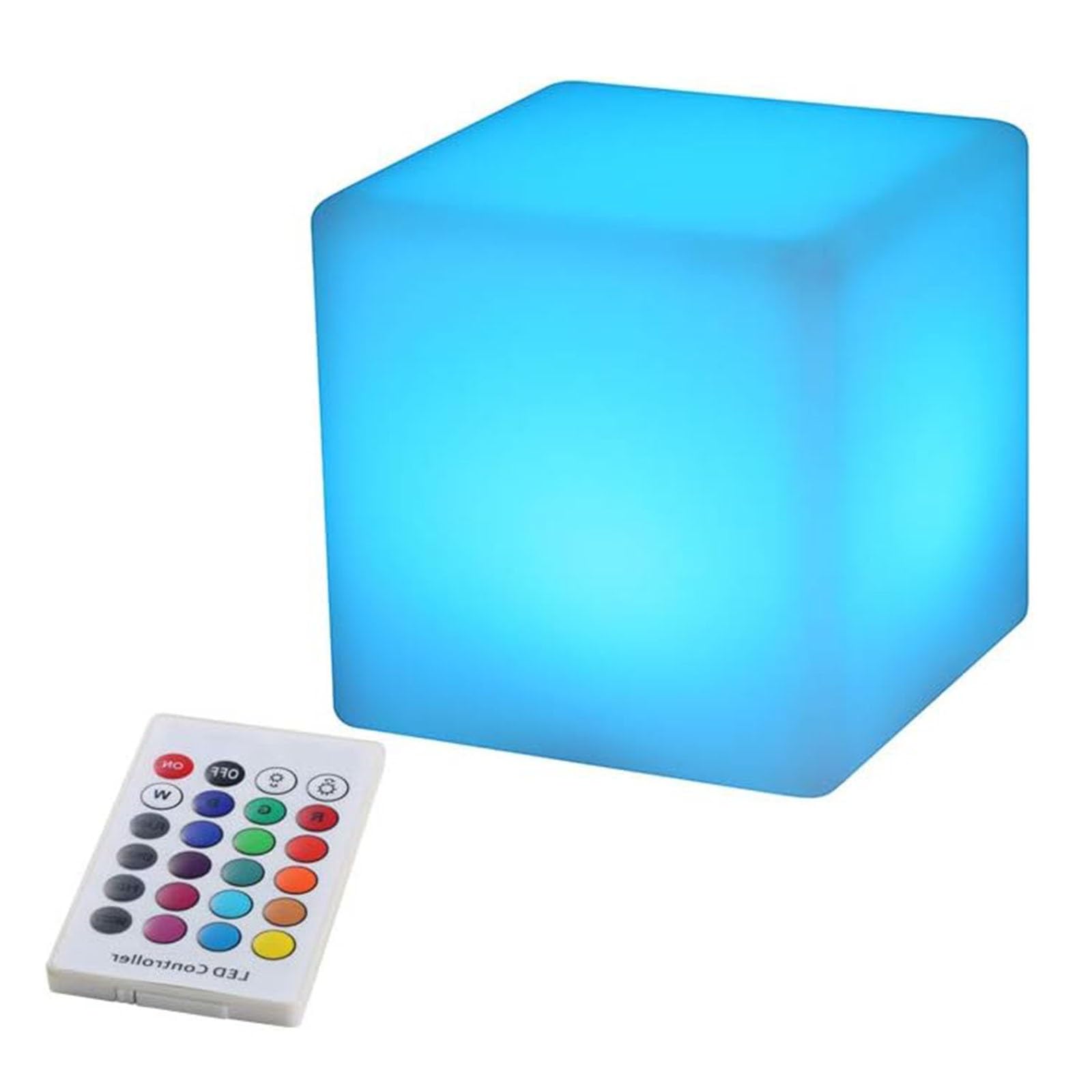 SQWHIIY 16 Color Changing LED Cube Light Stool Cube Seat with Remote, Rechargeable Mood Night Light for Home, Bedroom, Pool Party, Indoor, Outdoor (10 * 10 * 10cm, Multicolor, Polyethylene)