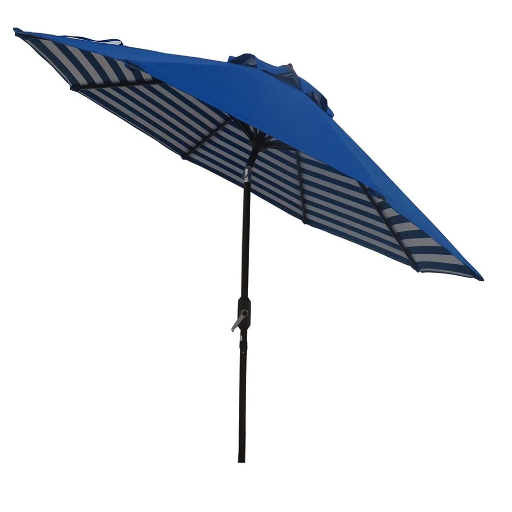 Bayside21 Patio Umbrella Replacement Canopy for 9ft 8 Ribs Sun Protection UPF 50+ Replacement Umbrella Canopy (Blue White Stripe Underside)
