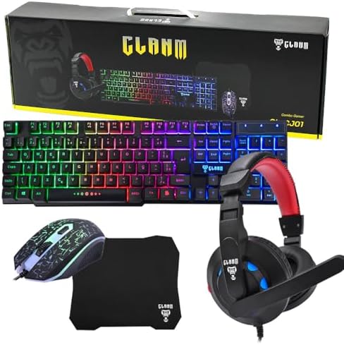 Combo Gamer Completo Teclado Mouse Headset e Mousepad Gamer RGB c...