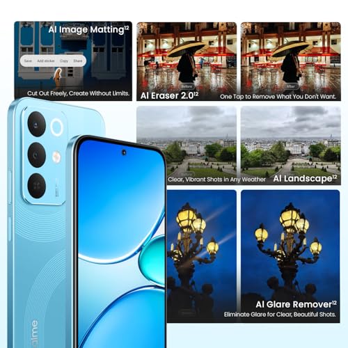 Image of realme 15X 5G Smartphone 8+128GB Aqua Blue, 6.8-inch Screen, 144Hz Display,7000mAh Battery, 60W Fast Charging, 50+50MP AI Camera,Dimensity 6300 6nm Octa-core chipset Processor, IP69