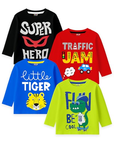Image of Kuchipoo Boys Full Sleeves Regular Fit Cotton T-Shirt