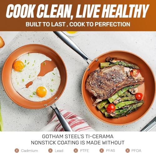 Image of GOTHAM STEEL 12 Inch Copper Non Stick Frying Pans Skillet