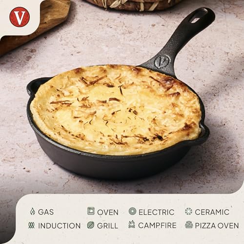 Image of Victoria Cookware 6.5-Inch Amazonia Cast Iron Skillet, Decorative Preseasoned Frying Pan with Cast Design, Made in Colombia, Pirana