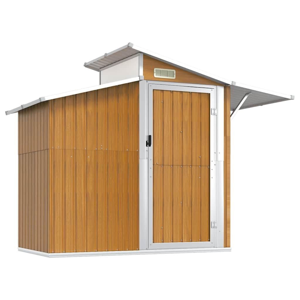 vidaXL Geräteschuppen, Gartenhaus mit viel Stauraum, Rostfrei Gerätehaus mit Tür, Schuppen Gartenschuppen, Braun 270x130x208,5cm Verzinkter Stahl