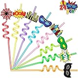 AFZMON 24 Hero Party favors Straws Bulk, Plastic Hero Straws for Kids Party Favors Goodie Bags Stuffers Birthday Decorations Supplies Gifts