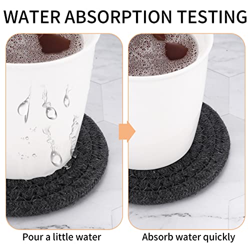 TOOINKCV 8 Pcs Absorbent Coasters for Drinks Cotton Woven Drink Coaster - Image 4