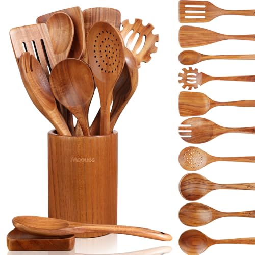 Mooues 12-Piece Teak Wood Utensil Set