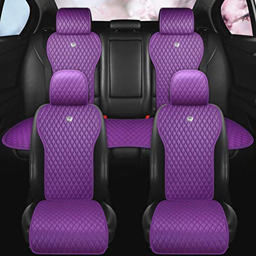 Image of Red Rain Purple Car Seat Cover Leather Auto Seat Cushion Covers 2 /3 Covered Cute Car Seat Protector 11PCS Universal Fit Car /Auto /Truck /SUV (A-Purple)