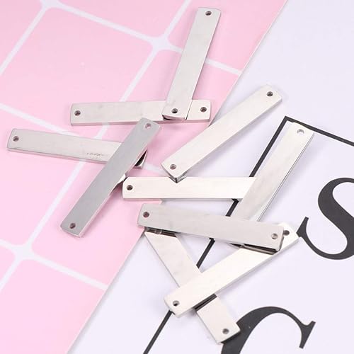 Miniatura 3 de 10 unidades de acero inoxidable estampado en blanco colgantes rectangulares colgantes de joyería de bricolaje etiquetas de nombre placa de joyería
