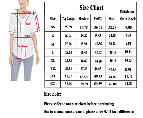 Womens Hip Hop T Shirts Baseball Jersey Button Down Tops Short Sleeve Solid Color Outfits (Black M) #TOP4