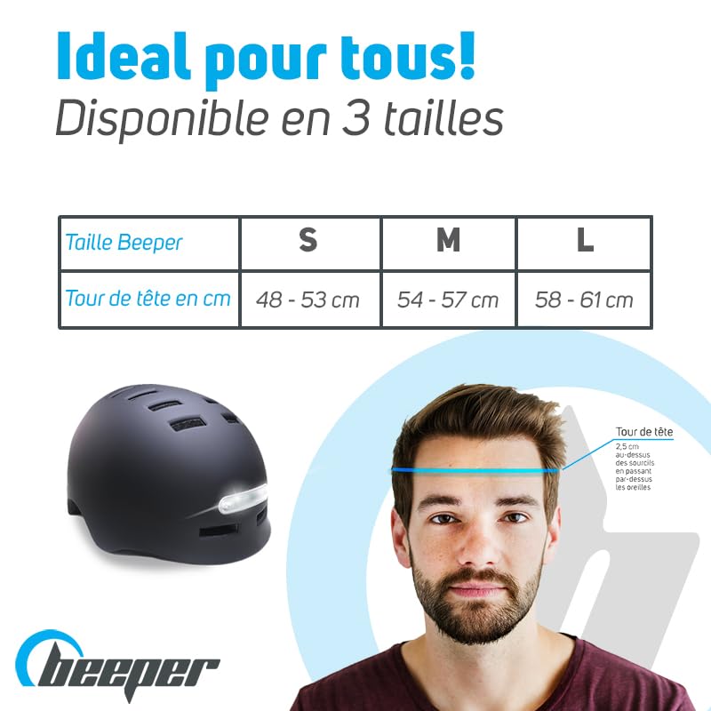 BEEPER - Kask z wbudowanymi przednimi i tylnymi światłami Kolor - Szary, Rozmiar - L