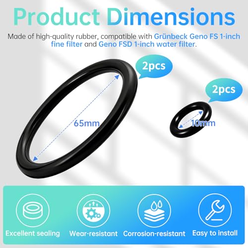 Dichtungen für Grünbeck Wasserfilter - Dichtungssatz für Grünbeck Geno Feinfilter FS 1\/FSD 1\, Wasserfilter Einsätze O-Ring für Filter Wartung Zubehör, Hauswasserfilter Ersatz Set, Nr.:100001 (4 Stk)