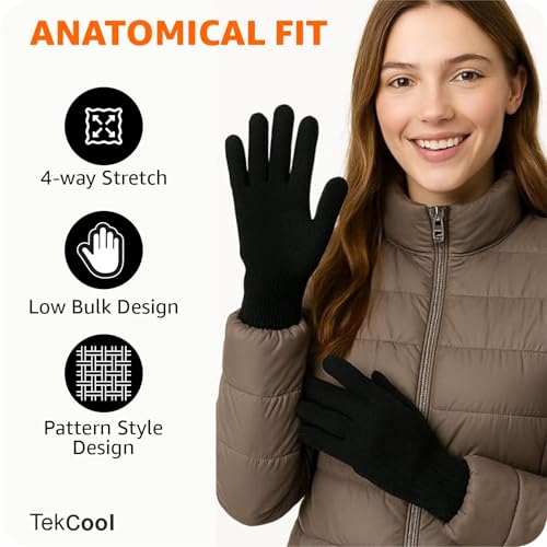 Image of TEKCOOL Winter Gloves for Men & Women with Touchscreen Finger Bike Winter Hand Gloves for Men Woolen Winter Gloves for Women Thermal Hand Gloves for Winter Warm Gloves Unisex