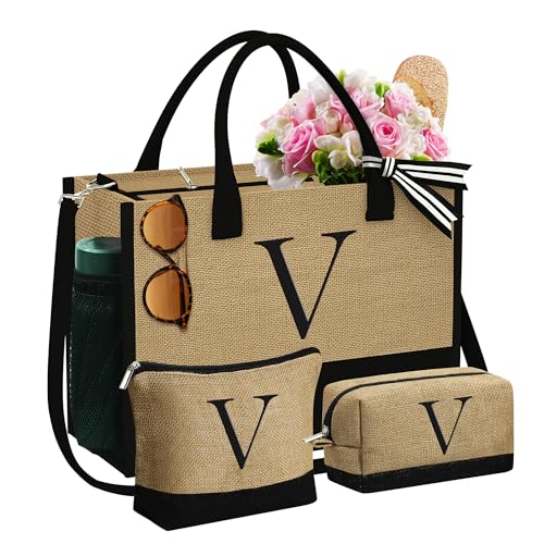YOOLIFE Large Jute Tote Bag for Women, Personalized Gifts for