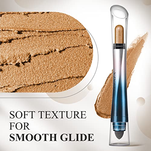 Luxaza 24H Longwear Eyeshadow Stick, Matte And Metallic Neutral Brown Cream Eyeshadow Pencil Crayon, Waterproof Champagne Shimmer Eye Brightener Stick, Pro Eye Highlighter Makeup Stick #TOP2