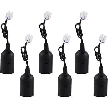 6 x E27 Light Socket with Cable - Black