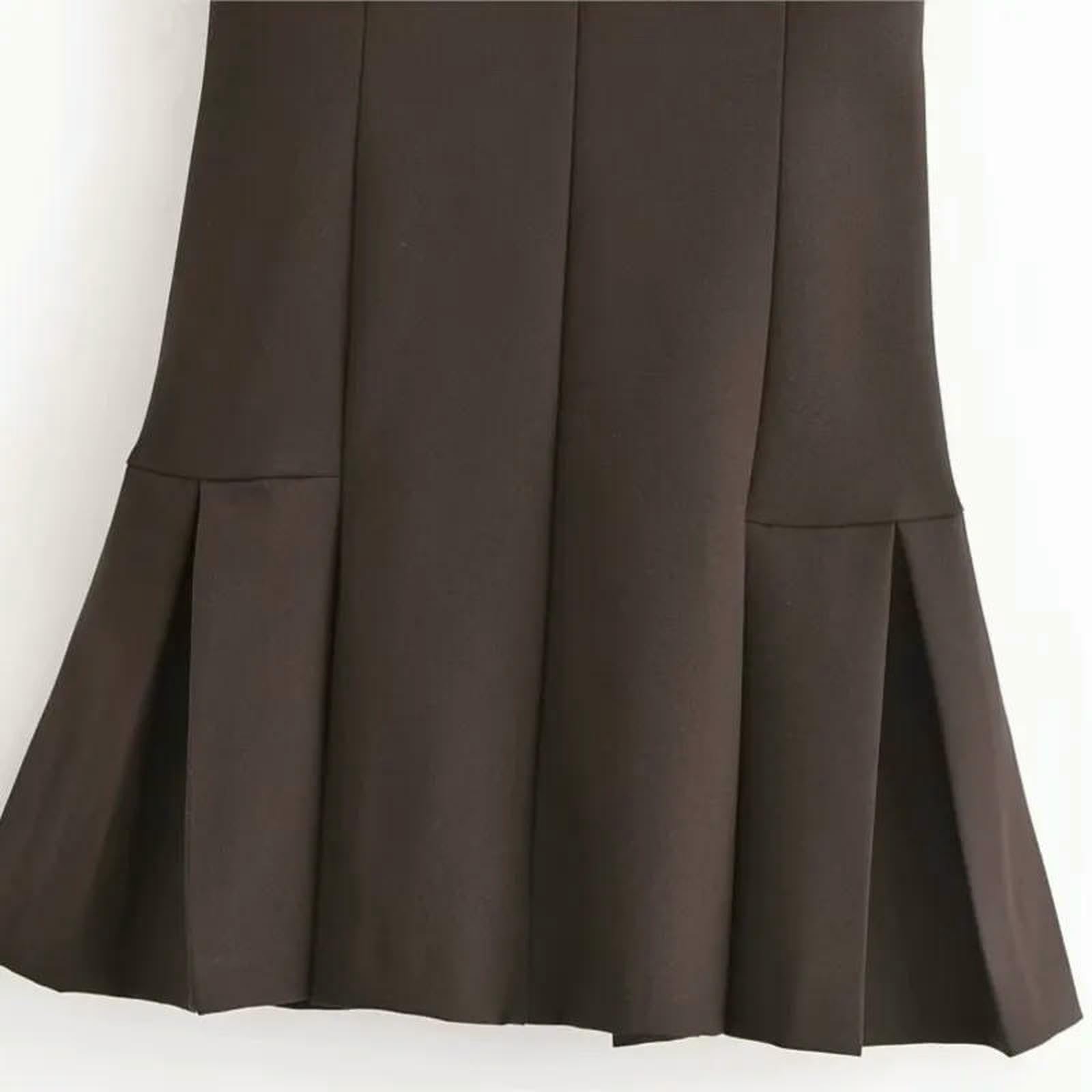 Vestito Donna Abito Corto A Pieghe Largo per Donne Autunno Casualmente Coste Mini Abiti in Stile Sciplitura Femmina Midi-Rosso-l