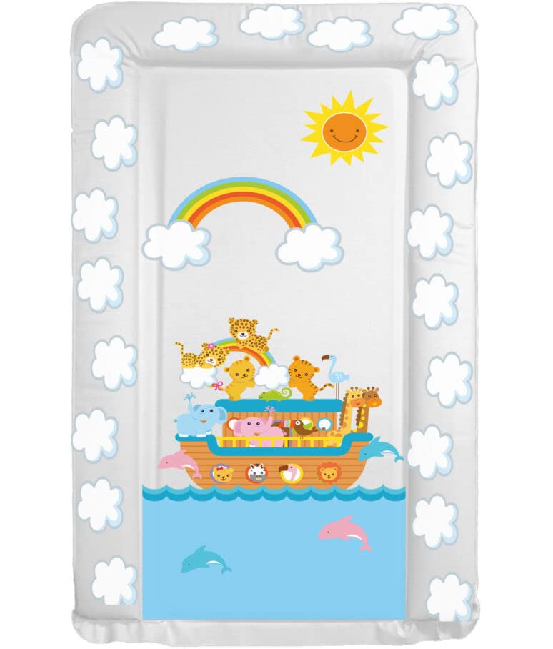 Baby Nursery Waterproof Soft Padded Changing Mat Raised Soft Edges Easy Wipe Clean Nappy Change Pad Cute Lovely Animal Design for Girl Boy (Noah's Ark) — image 1