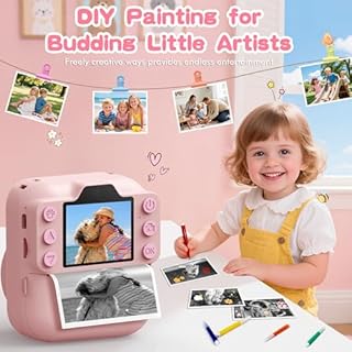 Coxlame Kids Camera Instant Print, Toddler Toys Christmas Birthday Gifts for Girls Boys, Portable Digital Camera 64GB SD Card, Kid Toy for Ages 3-12 Girl Xmas Gift for 3 4 5 6 7 8 9 10 Year Old, Pink