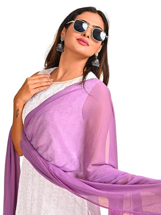 shopyidol 2.50 Meters Solid Chiffon Dupatta, Lightweight Designer Chunni, Scarf for Ethnic Wear, Casual Wear -Pack of 1-picture-10
