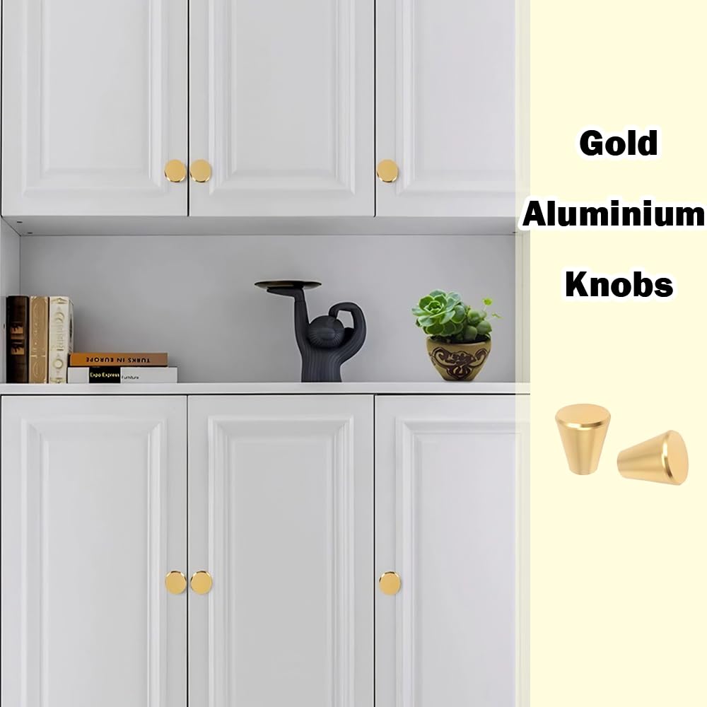 CjingCH 2 Packs Gold Cabinet Knobs Cylinder-Shaped Kitchen Cupboard Knob Alloy Cupboard Handles Knobs with Screws for Drawer Cupboard Wardrobe - Image 4