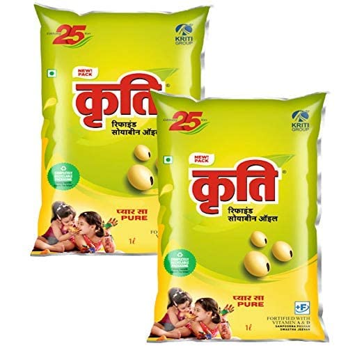 Kriti Refined Soybean Oil 1L Pouch (Pack of 2) Amazon.in Grocery