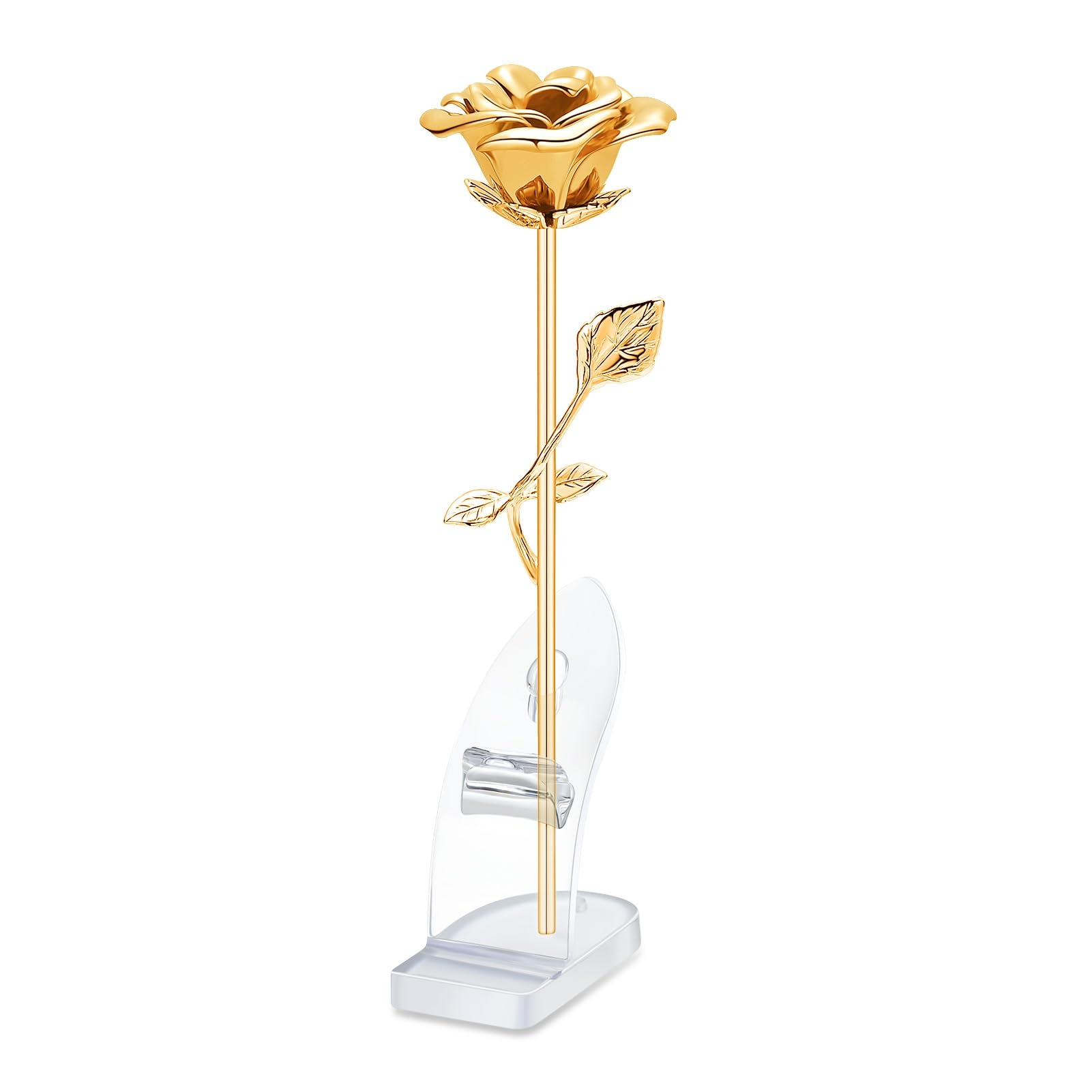 MFRZBVO Rose Flower Cremation Urn for Ashes Human Adult Female Male Stainless Steel Mini Decorative Urns for Human Ash Keepsake Memorial for Women Men (Full Gold)