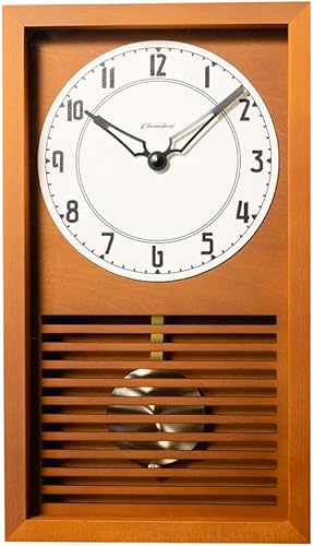 Miniatura 17 de Reloj de pared con péndulo, reloj de escritorio japonés hecho a mano con madera maciza de haya, roble y nogal, sin tictac, funciona con pilas,
