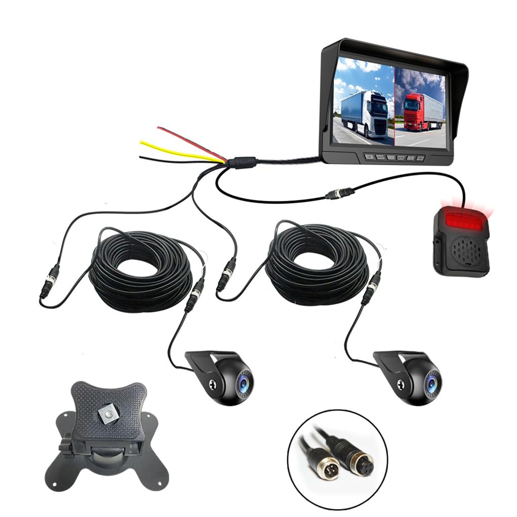 8 1080P anteriore e posteriore doppia telecamera per cruscotto DVR | allarme BSD, registrazione HD e registrazione in loop per camion, rimorchi, camper, telecamera per notturna a colori a luce