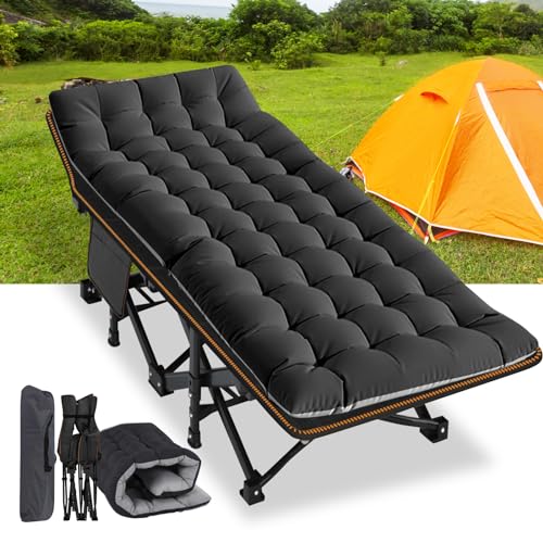 NAIZEA Oversized XXL Folding Camping Cot for Adults, Heavy Duty Outdoor Bed with Carry Bag, Portable Sleeping Bed for Outdoor Travel Camp Beach Vacation