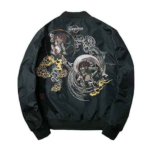 Veste bomber d'hiver broderie japonaise chaude et coupe-vent pour l'automne
