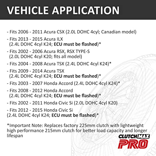 Exedy Clutch Kit KHC10 with ClutchMaxPRO Flywheel Replacement for 2002-2015 Accord Civic Si Acura CSX ILX RSX TSX K20 K24 2.0L 2.4L (CPKHC10-FW167208-EK) - Image 3
