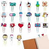 Segnalibri a Tema Medico per Infermieri e Medici - Set di 21 Clip Colorate in Metallo e PVC - Regalo Perfetto per Medici, Infermieri e Appassionati di Medicina, Facili da Usare e Portatili,
