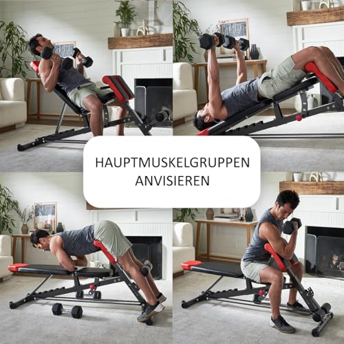 Finer Form Multifunktionale FID Hantelbank für Ganzkörpertraining, übergroße Rückenverlängerung, römischer Stuhl, verstellbare Bauchmuskelbank, Schrägbank, Flachbank – Bild 5