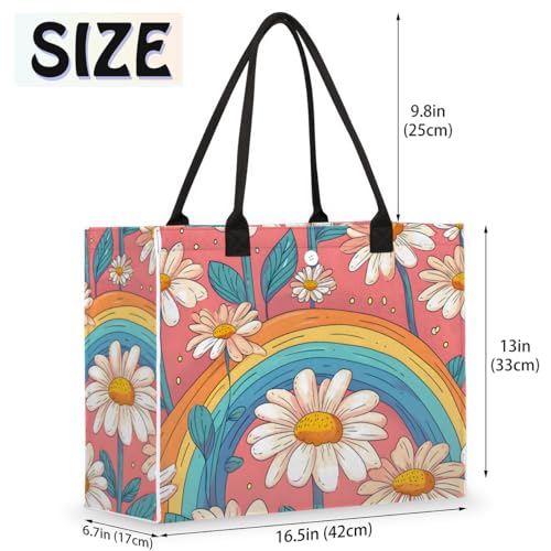 Sunflower Pink Pattern Tote Bag for Women Large Beach Bag Reusable Tote Bags for Work Travel Beach Shopping2