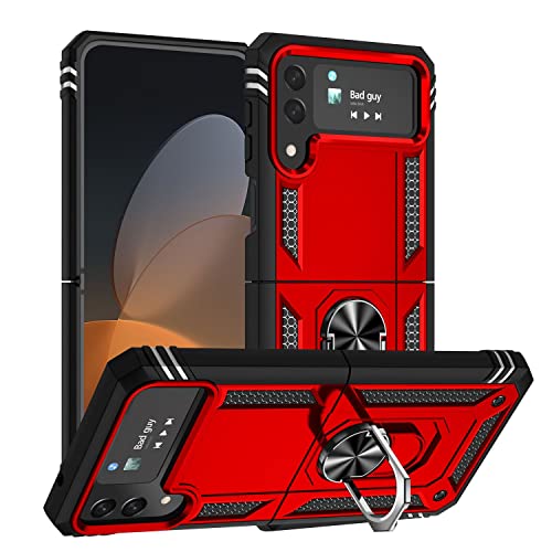Coque Samsung Galaxy Z Flip4 5G rouge König Design antichoc avec béquille