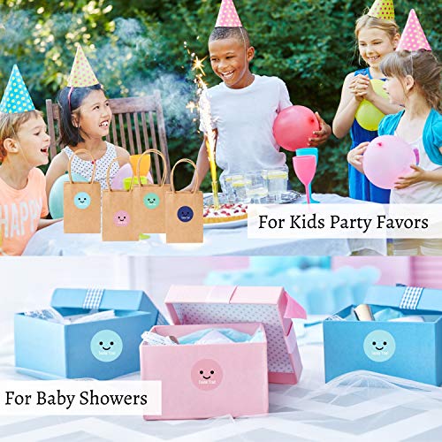 Mobiusea Party Thank You Stickers Roll | Happy Smiley Faces |1.5 Inch | Waterproof | 500 Labels For Small Business, Packaging, Mailer Seal Stickers, Baby Showers, Kids Birthday Party | 4 Color Designs #TOP5