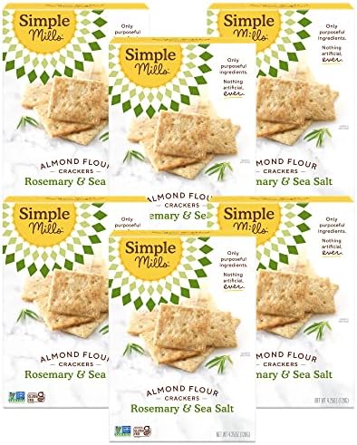Simple Mills Almond Flour Crackers, Rosemary & Sea Salt - Gluten Free, Vegan, Healthy Snacks, 4.25 Ounce (Pack of 6)