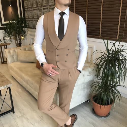 Wangyue Mens Suit 3 Piece Slim Fit Suit for Men Double Breasted Suit Men Wedding Groom Party Prom Suit4