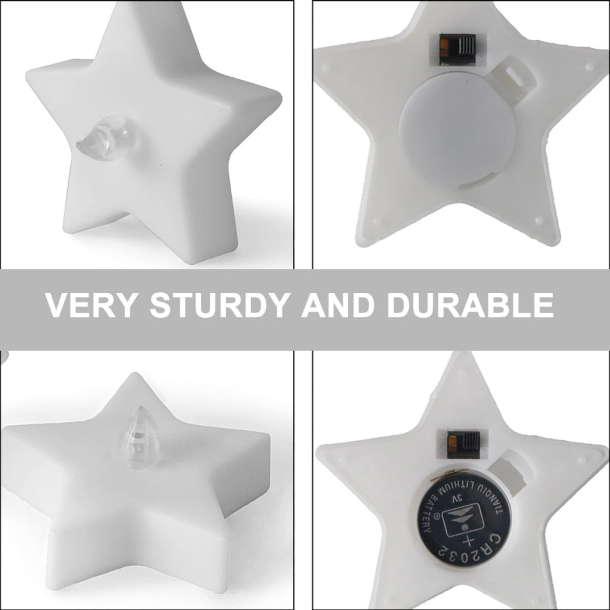 NUOBESTY LED Kerze Sternform 12 Stück, Leuchtend, Sicher, Geruchlos
