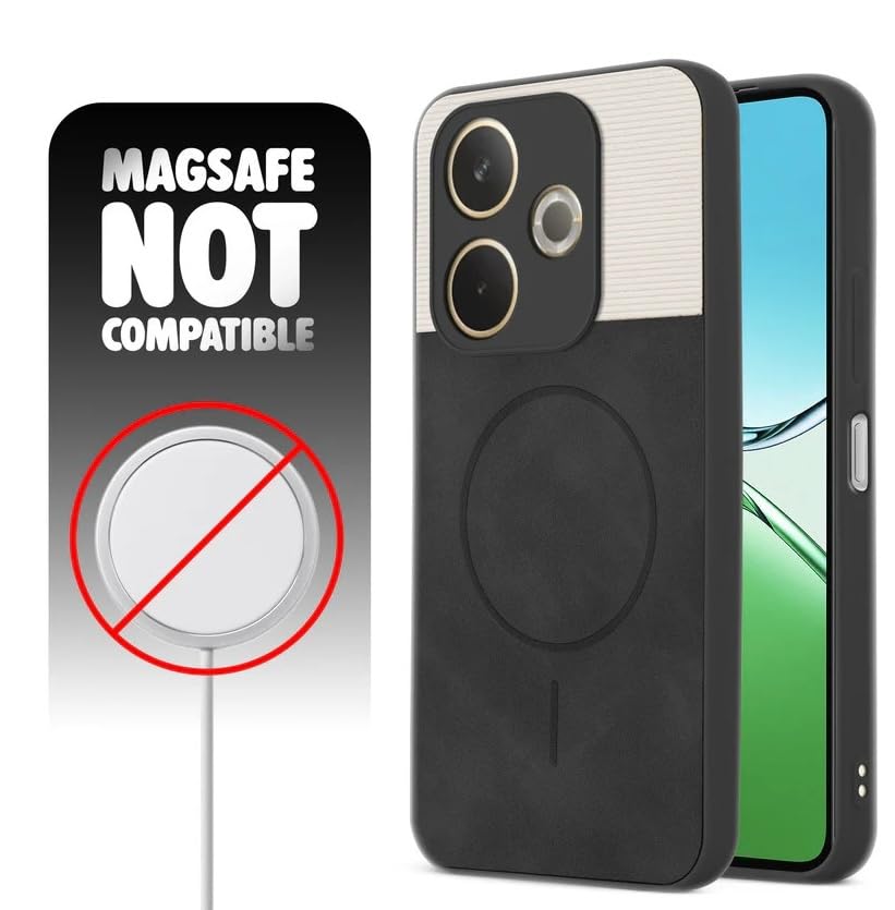 Image of Bintage CASE Mac Safe Design Hard Light Weight Back Case | Soft Border Camera Protect | Dual PU Leather Finish Back Cover Compatible for Mi Poco M6+ 5G - White & Black