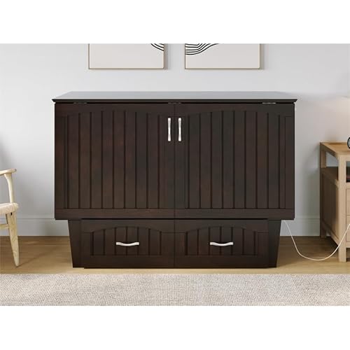Afi, Nantucket Murphy Bed Chest With 6 Inch Memory Foam Folding Matttress, Built-In Charging Station And Storage Drawer, Full, Espresso #TOP4