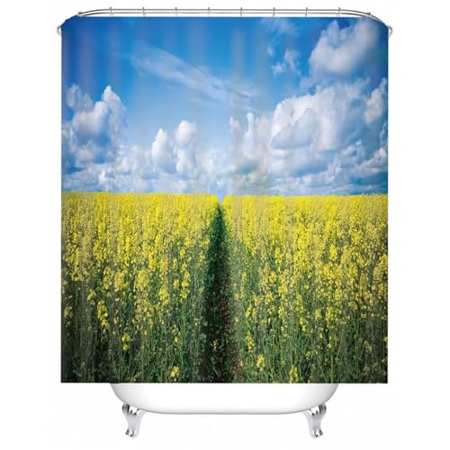 Rideau de douche lavable motif fleurs élimine les moisissures en textile