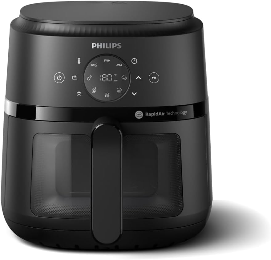 Philips 2000 Series Airfryer – 4.4 qt (4.2 l) Pan, 13 Cooking Functions, RapidAir Technology, Healthy Cooking with 90% Less Fat, Efficient & Fast (NA220/00), 9.8 pounds weight