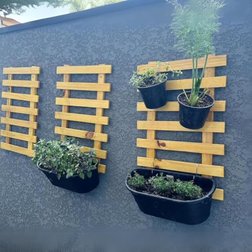 4 Painel Floreira Horta Vertical Treliça de Madeira Suporte de Plantas de Parede (Kit 4 Floreiras)