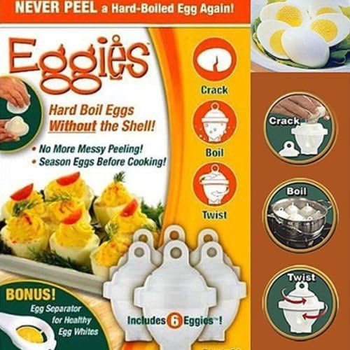 Eggies Hard Boil 6 Eggs Maker Without Shells Cooker Cook System Separator Easy