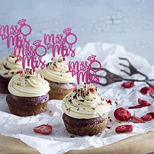 36 Pcs Miss To Mrs Cupcake Toppers With Ring Wedding Engagement Cake Picks Decorations For Bridal Shower Birthday Party Decorations Supplies Purple #TOP4