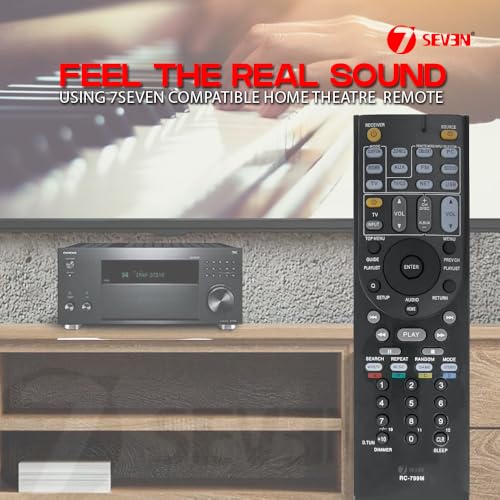 7SEVEN® RC-799M Compatible Remote Control for Original Onkyo Home Theatre Music System AV Receiver and Suitable for TX-NR414 NR515 NR717 SR507S SR507 | HT-R391 R558 R590 R591 S5500 Models 4 514XTXqMZYL