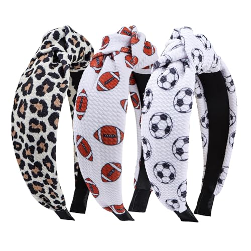 YanJie Football Headband for Women Soccer Knotted Headbands Sports Hairband Game Day Non Slip Wide Head Band Fashion Hair Accessories Girls Gift