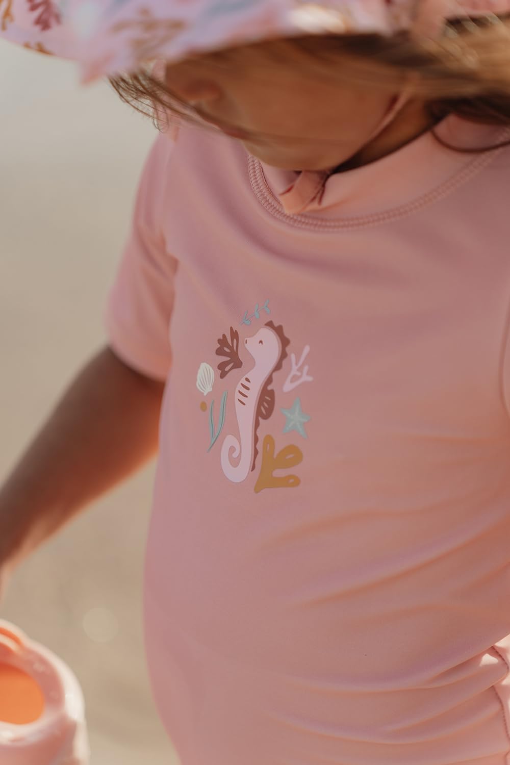 Little Dutch Schwimmshirt Badeshirt mit Rüschen Kurzarm Baby Mädchen rosa (Gr. 74/80) - Seahorse